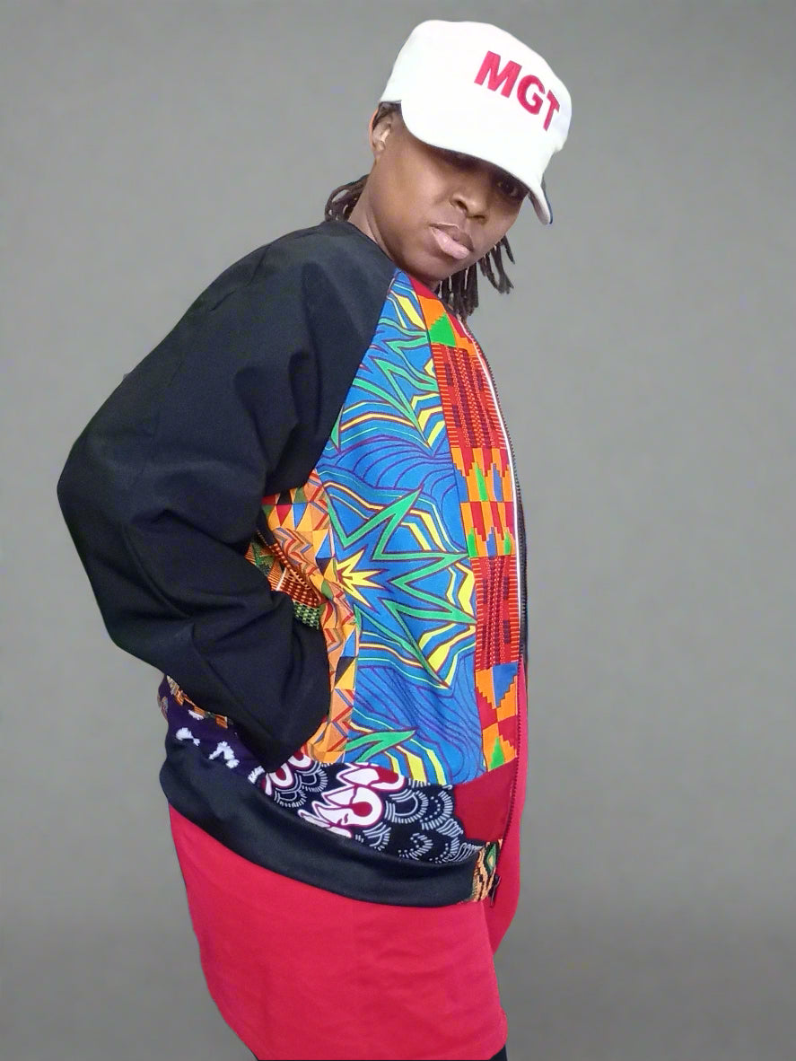 African Patchwork Bomber Jacket